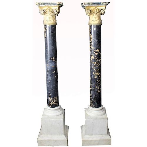 Pair of Large Italian Marble Columns