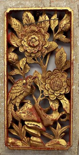 Antique Carved Chinese Gilt Architectural Panel