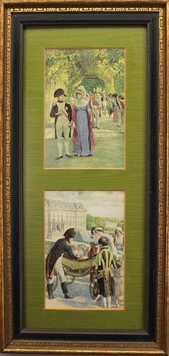 Antique Napoleonic 2-part framed prints