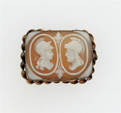 Antique Gold Filled Shell Cameo Brooch