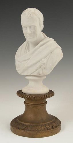 Parian Bust of Sir Walter Scott, 19th c., on an as