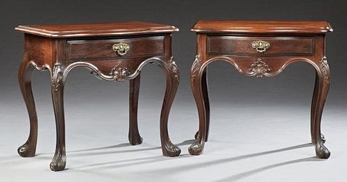 Pair of Louis XV Style Carved Mahogany Nightstands