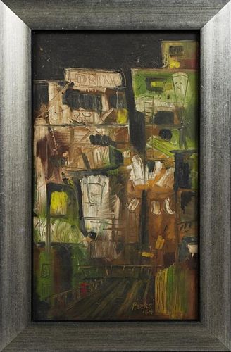 Harry Reeks, "French Quarter Abstract," 1964, oil