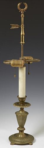 Bronze Candlestick Lamp, early 20th c., with a tap