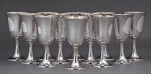Set of Twelve Sterling Goblets, early 20th c., by