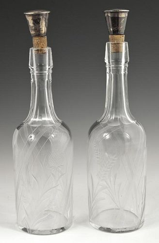 Pair of Cut Glass Liqueur Bottles, early 20th c.,