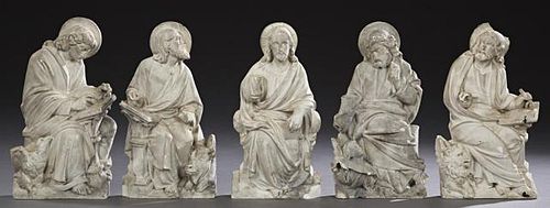 Group of Five Plaster Relief Religious Figures, ea