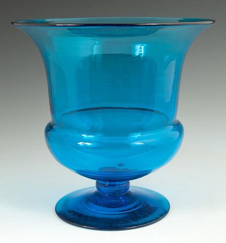 Steuben Celeste Blue Campana Form Clear Glass Foot