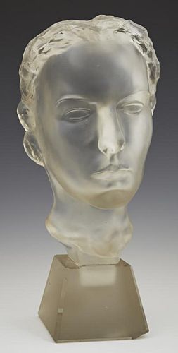 Baccarat Frosted Glass Bust, 20th c., of Ingrid Be