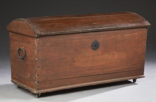 Oak Dome Top Trunk, 19th c., the top with hand wro