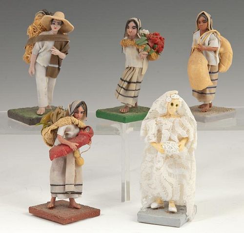 Group of Five Vargas Family Wax Figures, early 20t
