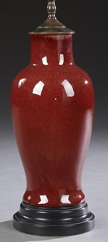 Chinese Oxblood Porcelain Baluster Vase, 20th c.,