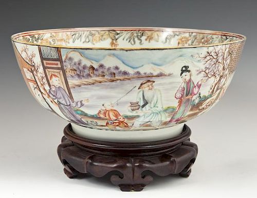 Chinese Porcelain Famille Rose Punchbowl, 19th c.,