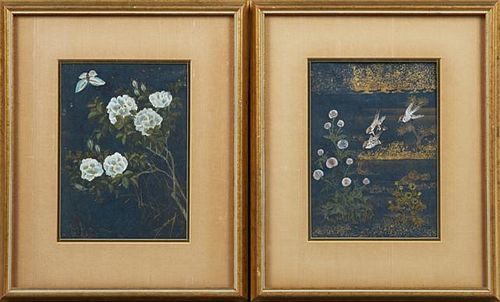Japanese School, "Sparrows and Dandelions," and "F