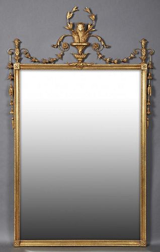 Gilt and Gesso Adams Style Overmantel Mirror, 20th