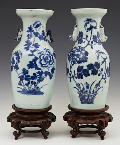 Pair of Chinese Blue and White Baluster Vases, 20t