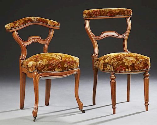Two Unusual French Carved Cherry Prayer Chairs, 19