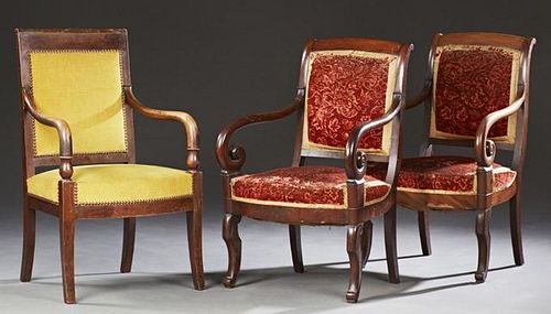 Group of Three French Carved Mahogany Empire Style