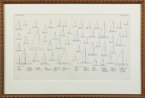 "Sailing Yachts," 20th c., black and white print,