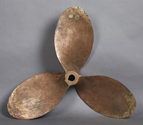 French Bronze Boat Propeller, 20th c., with three