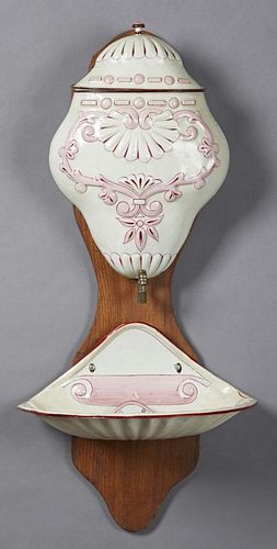 French Provincial Enamel Lavabo, 19th c., with a c
