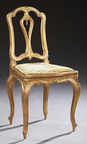 Louis XV Style Carved Giltwood Side Chair, 19th c.