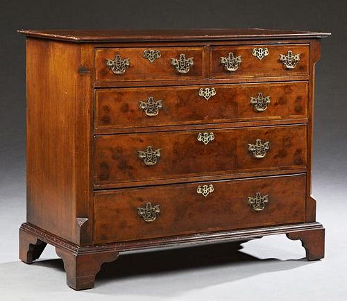 Georgian Burled Walnut Chest, early 19th c., with