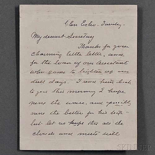 Barton, Clara (1821-1912) Autograph Letter Signed, Glen Echo, Undated.