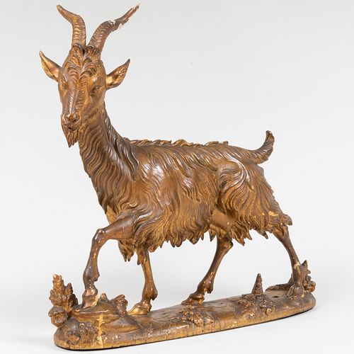 Continental Giltwood Model of a Standing Goat