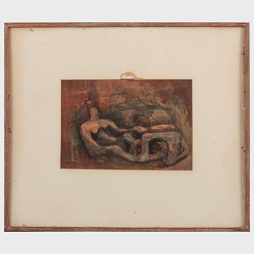 After Henry Moore (1898-1986): Study for Reclining Figure in Wood
