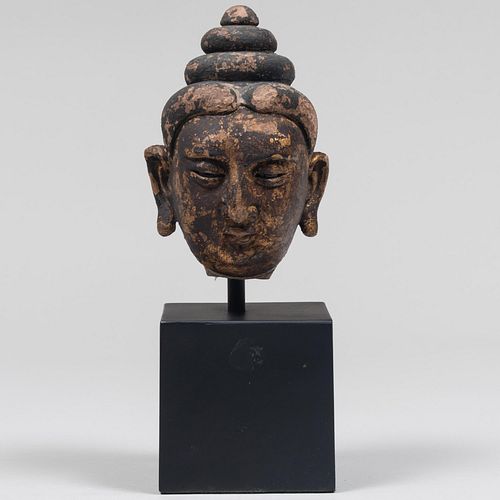 Chinese Gilt and Gesso Head