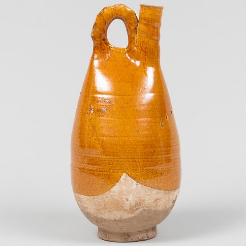 Chinese Ocre Glazed Earthenware Flask
