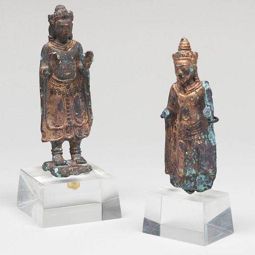 Two Small Southeast Asian Gilt-Bronze Figures Bodhisattva
