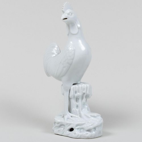Chinese White Glazed Porcelain Figure of a Cockerel