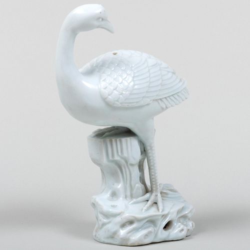 Chinese White Glazed Figure of a Crane