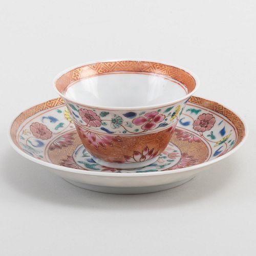 Chinese Export Famille Rose Teabowl and Saucer