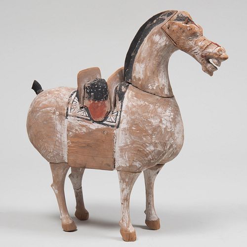 Chinese Polychrome Wood Figure of a Horse