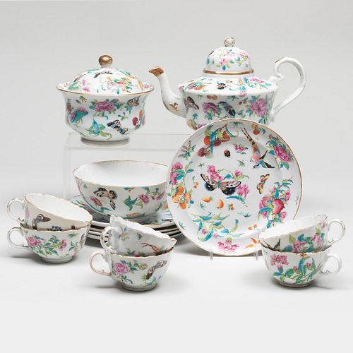 Chinese Canton Famille Rose Porcelain Part Tea Service