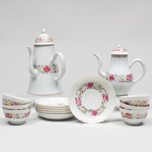 Chinese Export Famille Rose Porcelain Part Tea and Coffee Service