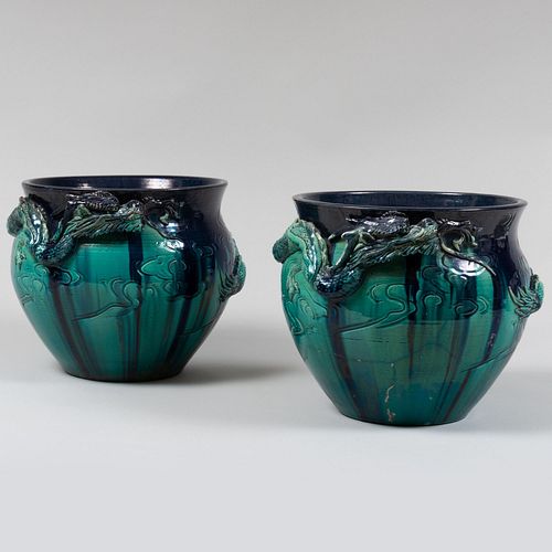 Pair of Chinese Glazed Earthenware JardinÃ¨resÂ 