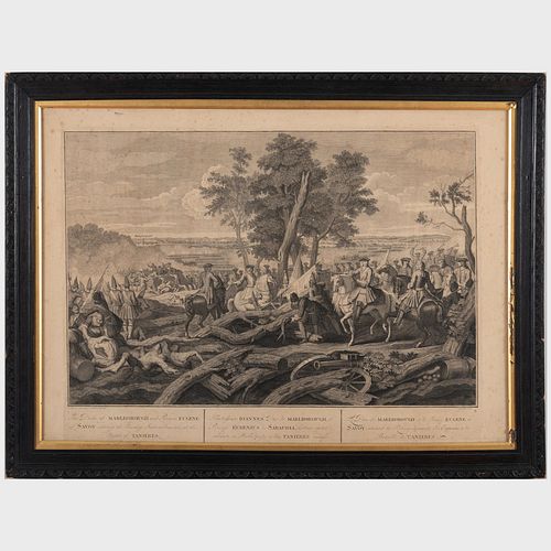 After Louis Laguerre (1663-1721): Scenes from the Battle of Blenheim, Battle of Ramilles and Battles of Tanieres: Six Plates