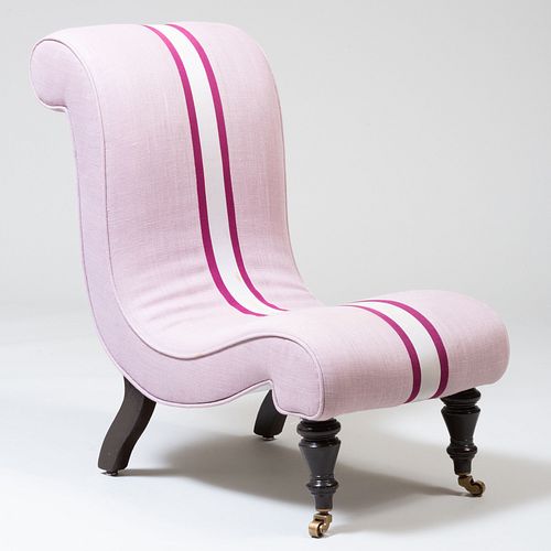 Victorian Style Ebonized Slipper Chair
