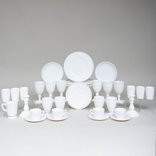 Assembled Pressed Milk Glass Table Service 