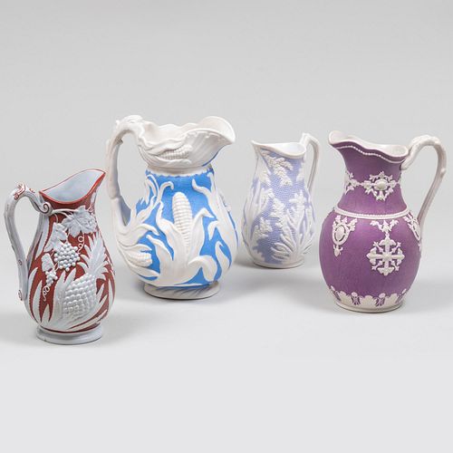 Group of Four English Porcelain Pitchers