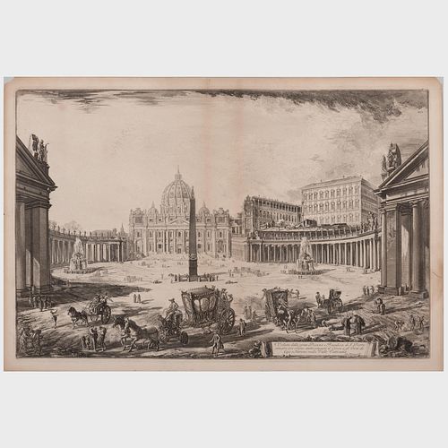 Francesco Piranesi (1758-1810): Veduta della gran Piazza e Basilica di St. Pietro