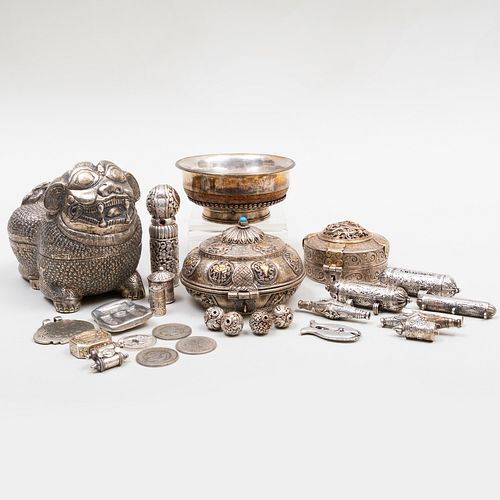 Group of Asian Silver Metal Articles