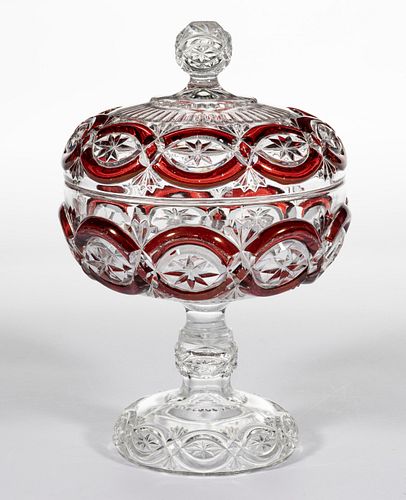 BRITANNIC - RUBY-STAINED COVERED COMPOTE