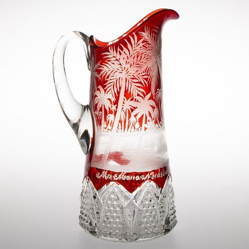 DUNCAN NO. 39 / BUTTON ARCHES - RUBY-STAINED WATER PITCHER