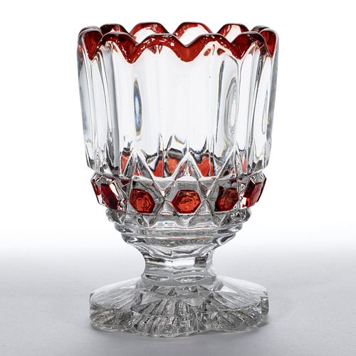 MASONIC (OMN) - RUBY-STAINED TOOTHPICK HOLDER
