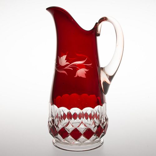 PIONEER VICTORIA - RUBY-STAINED WATER PITCHER